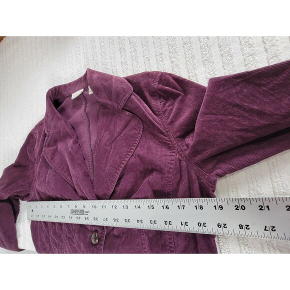 Halogen Womens Plum Corduroy Blazer Jacket Large Two-Button Pockets Casual - Picture 6 of 7